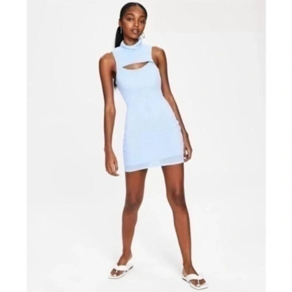 Bar III Light Blue Cutout Bodycon Mini Dress
